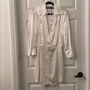 Satin white fitted and flow dress